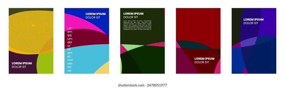 set of modern abstract cover background with vibrant color composition