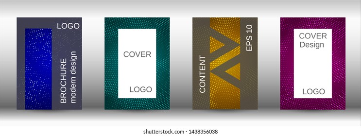 Set of modern abstract covers. Colorful halftone mosaic design. Modern abstract background. Modern design template for banner, poster, booklet, report, magazine.