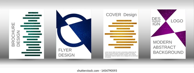 Set of modern abstract covers. Colorful mosaic design. Modern abstract background. Modern design template for banner, poster, booklet, report, magazine.