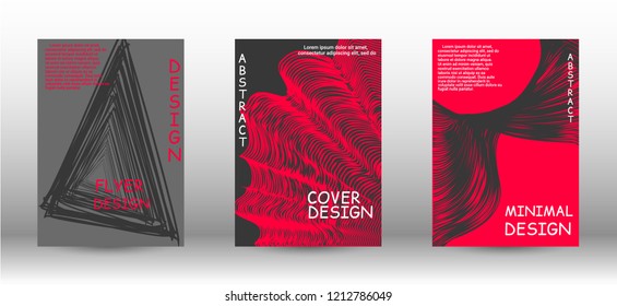 Set of modern abstract covers. Abstract cover with the effect of movement and distortion. Trendy geometric patterns. EPS10 Vector Design.