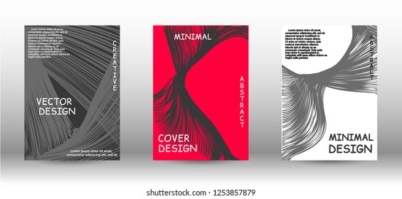 Set of modern abstract covers. Abstract cover with the effect of movement and distortion. Trendy geometric patterns. EPS10 Vector Design.