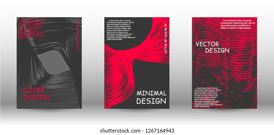 Set of modern abstract covers. Abstract cover with the effect of movement and distortion. Trendy geometric patterns. EPS10 Vector Design.