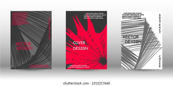 Set of modern abstract covers. Abstract cover with the effect of movement and distortion. Trendy geometric patterns. EPS10 Vector Design.