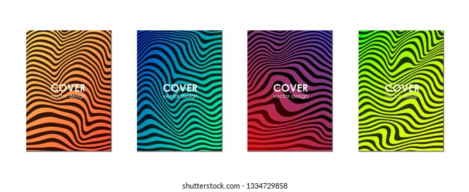 Set of modern abstract covers. Cover design with a dynamic colorful gradient of halftone. Vector background.