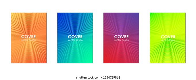 Set of modern abstract covers. Cover design with a dynamic colorful gradient of halftone. Vector background.