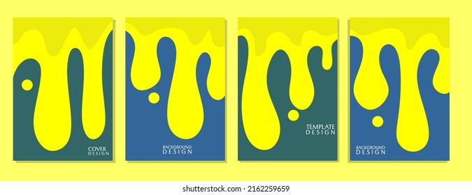 Set of modern abstract covers with fluid patterns, cover designs for books, reports, magazines. Yellow background, liquid vector illustration