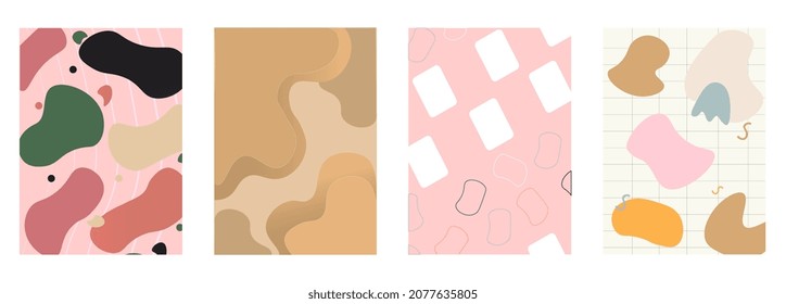 Set with modern abstract covers in minimalistic style. Colorful geometric background. Colorful templates for creative use. Flat cartoon vector illustration