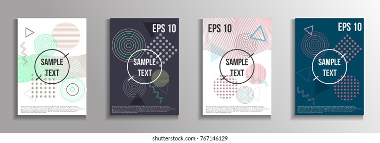 A set of modern abstract covers from vector geometric shapes and patterns.
