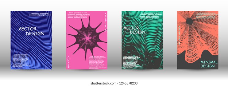 Set of modern abstract covers. Wave lines.Striped background. Trendy geometric patterns. EPS10 Vector Design.