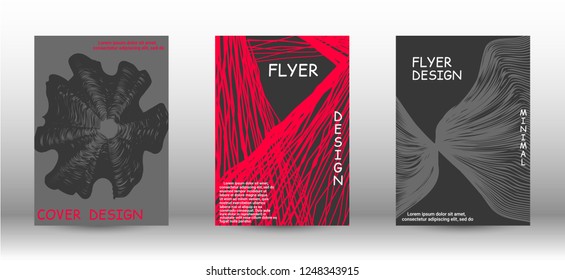 Set of modern abstract covers. Wave lines.Striped background. Trendy geometric patterns. EPS10 Vector Design.