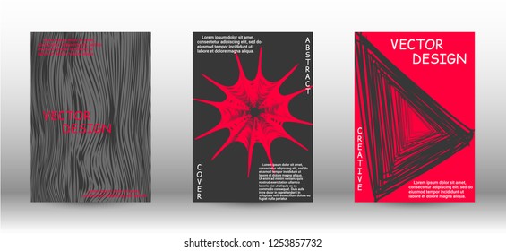 Set of modern abstract covers. Wave lines.Striped background. Trendy geometric patterns. EPS10 Vector Design.