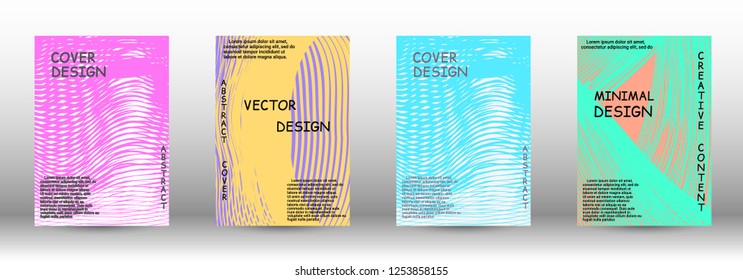 Set of modern abstract covers. Wave lines.Striped background. Trendy geometric patterns. EPS10 Vector Design.