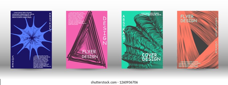 Set of modern abstract covers. Wave lines.Striped background. Trendy geometric patterns. EPS10 Vector Design.