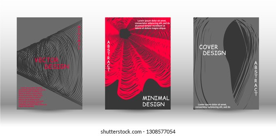 Set of modern abstract covers. Wave lines.Striped background. Trendy geometric patterns. EPS10 Vector Design.