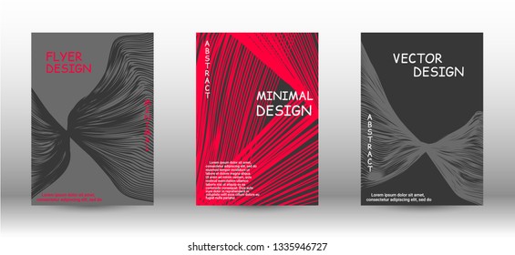 Set of modern abstract covers. Wave lines.Striped background. Trendy geometric patterns. EPS10 Vector Design.