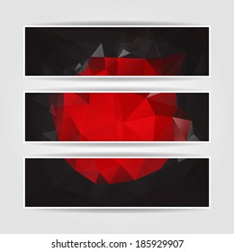 set of Modern Abstract Dark Triangle Polygonal vector headers