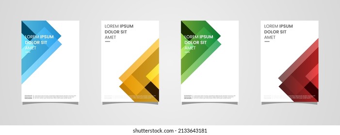 Conjunto de diseño abstracto moderno Cubierta, Folleto, Volante, Informe, Plantilla de banner con color rojo, amarillo, verde y azul para empresas, empresas, empresas. Ilustración gráfica vectorial.