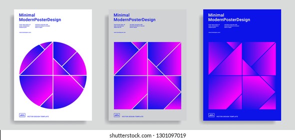 Set of modern abstract design templates with simple geometric shapes. Trendy color background. Applicable for covers, brochures, flyers, presentations, identity and banners. Vector illustration. Eps10