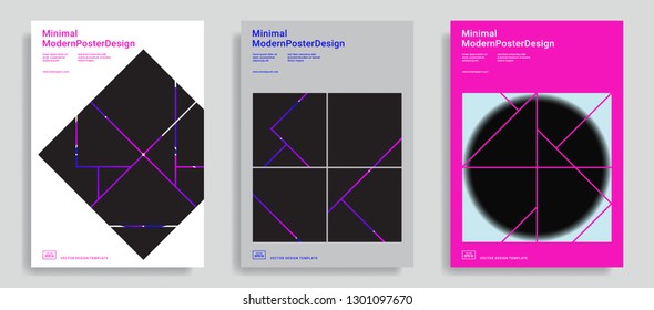 Set of modern abstract design templates with simple geometric shapes. Trendy color background. Applicable for covers, brochures, flyers, presentations, identity and banners. Vector illustration. Eps10