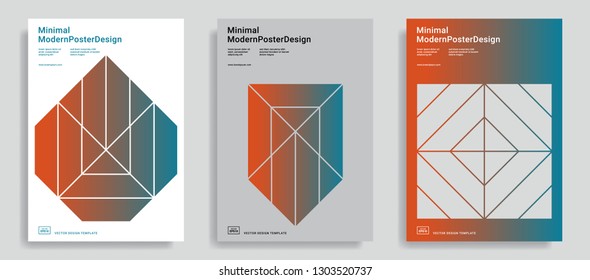 Set of modern abstract design templates with simple geometric shapes. Trendy color background. Applicable for covers, brochures, flyers, presentations, identity and banners. Vector illustration. Eps10