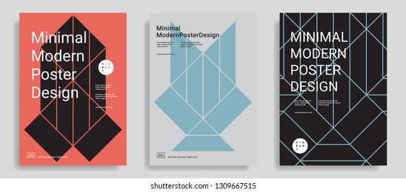 Set of modern abstract design templates with simple geometric shapes. Trendy color background. Applicable for covers, brochures, flyers, presentations, identity and banners. Vector illustration. Eps10