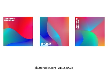 Set of modern abstract designs for brochures, leaflets, flyers, covers, . Abstract fluid 3d vector shape trendy color liquid background set. Color fluid graphic composition illustration.