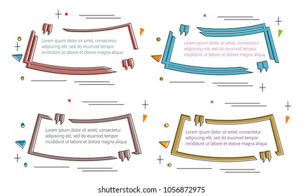 set of modern abstract doodle polygonal geometric quote box bubble speech talk frame dialog marks quotation template illustration vector