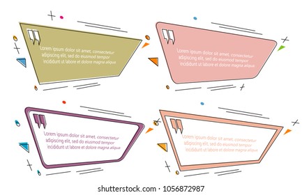 set of modern abstract doodle polygonal geometric quote box bubble speech talk frame dialog marks quotation template illustration vector