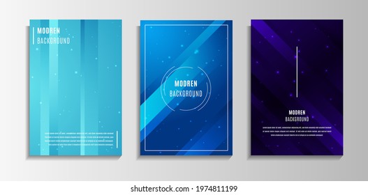Set Of Modern Abstract Dynamic Stripes Background With Glowing Particles. Good For Banner, Website, Cover, Poster, Wallpaper, Brochure Or Presentation.