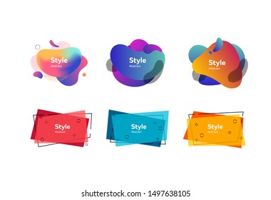 Set of modern abstract dynamical shapes. Gradient banners with flowing liquid shapes. Template for design of logo, flyer or presentation. Vector illustration