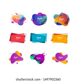 Set of modern abstract dynamical shapes. Gradient banners with flowing liquid shapes. Template for design of logo, flyer or presentation. Vector illustration