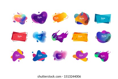 Set of modern abstract dynamical shapes. Gradient banners with flowing liquid shapes. Template for design of logo, flyer or presentation. Vector illustration