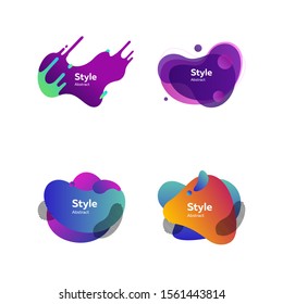 Set of modern abstract dynamical shapes. Gradient banners with flowing liquid shapes. Template for design of logo, flyer or presentation. Vector illustration