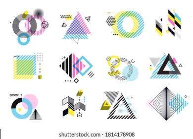 Set of modern abstract elements for graphic and web design. Vector illustration concepts for social media banners and post, business presentation and report templates, marketing material, print design