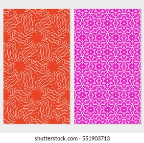 set of Modern abstract floral pattern. vector illustration. for invitation, bridal, wedding, wallpaper. Red, purple background