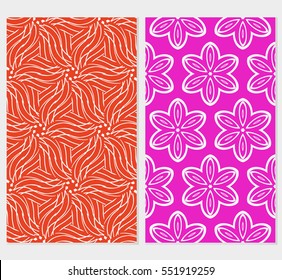 set of Modern abstract floral pattern. vector illustration. for invitation, bridal, wedding, wallpaper. Red, purple background