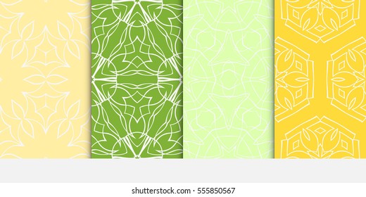 set of Modern abstract floral pattern. vector illustration. for invitation, bridal, wedding, wallpaper. orange, green color.