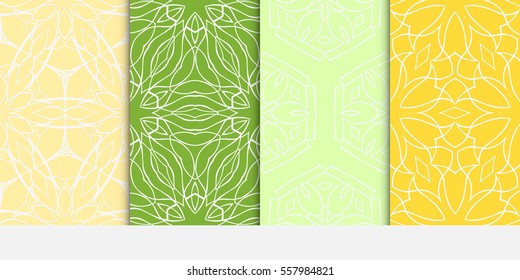 set of Modern abstract floral pattern. vector illustration. for invitation, bridal, wedding, wallpaper. orange, green color.