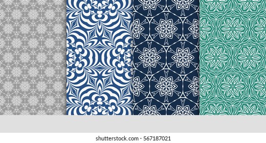 set of Modern abstract floral pattern. vector illustration. for invitation, wallpaper