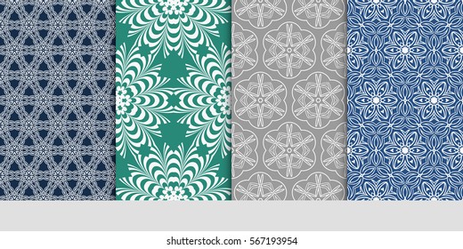 set of Modern abstract floral pattern. vector illustration. for invitation, wallpaper