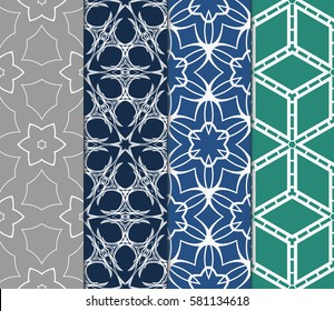 set of Modern abstract floral pattern. vector illustration. for invitation, fabric, decor, wallpaper