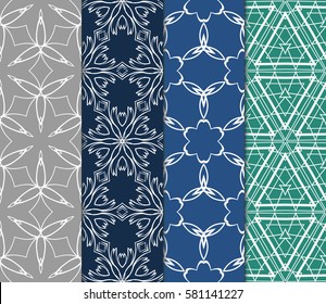 set of Modern abstract floral pattern. vector illustration. for invitation, fabric, decor, wallpaper