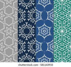 set of Modern abstract floral pattern. vector illustration. for invitation, fabric, decor, wallpaper
