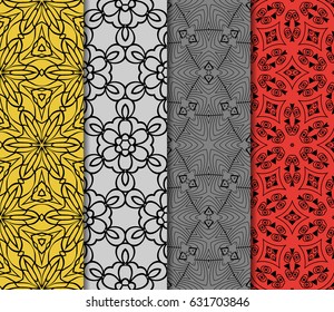 set of Modern abstract floral pattern. vector illustration. for invitation, fabric, wallpaper