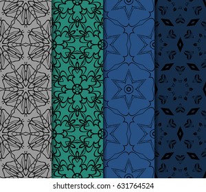set of Modern abstract floral pattern. vector illustration. for invitation, fabric, wallpaper