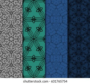 set of Modern abstract floral pattern. vector illustration. for invitation, fabric, wallpaper