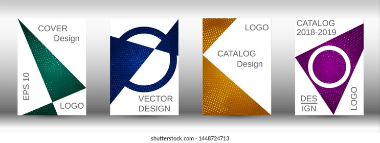 Set of modern abstract geometric covers. Colorful mosaic design. Modern abstract background. Modern design template for banner, poster, booklet, report, magazine.