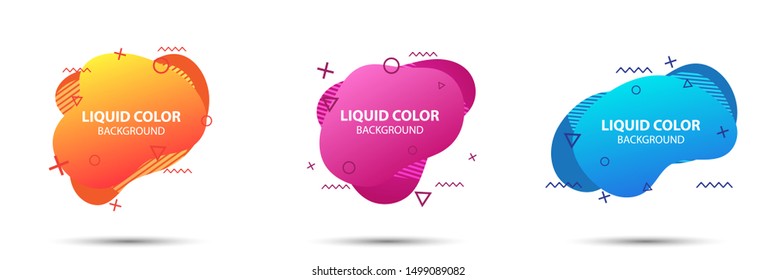 Set modern abstract geometric liquid banner flat. liquid banner