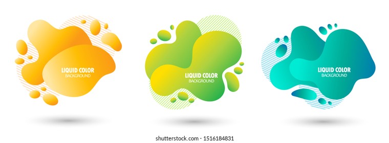 Set modern abstract geometric liquid banner flat. liquid banner. Dynamical colored forms and line. Gradient abstract banners with flowing liquid shapes. Vector