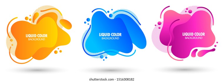 Set modern abstract geometric liquid banner flat. liquid banner. Dynamical colored forms and line. Gradient abstract banners with flowing liquid shapes. Vector